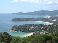 Kata Viewpoint looking across Kata Noi, Kata and Karon Beaches