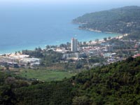 The town at Karon Beach is set on a plain by the beach