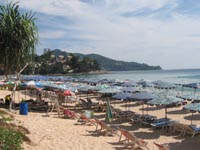 Sun loungers at Surin Beach