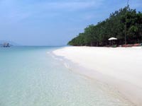 Koh Rang Yai has a lovely beach with clear inviting water