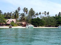 speedboats and longtails moor in front of the pearl farm at Koh Rang Yai