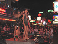 Ladyboys dancing at the front of Soi Katoey